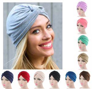 Kanser Hastalar Saç Dökülmesi Kapak Müslüman Kadınlar Elastik Çapraz Pamuk Turban Şapka Kemo Beanie Cap Eşarp Şapkalar Headwrap Kaplama