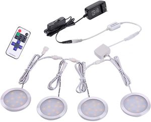 Linkable em gabinete LED Lighting Kit 12V magros pode ser escurecido LED luzes disco com Wireless Controller UL Plugue de Parede para Sob Contador