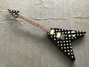 Tienda personalizada Randy Rhoads Polka Dot Guitarra eléctrica negra Tremolo Puente Whammy Bar, Hardware de Chrome