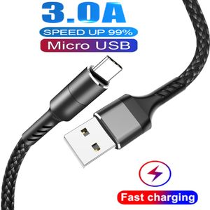 Metal Muhafaza Örgülü Mikro USB Kablosu Akıllı Telefon için Dayanıklı Yüksek Hızlı Şarj USB Tip C Kablosu