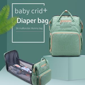 Large Capacity Diaper Bag Mummy Birthing Backpack Travel Portable Shoulder Multifunction Fold Bed Bags Waterproof Stylish Pack LJ200827