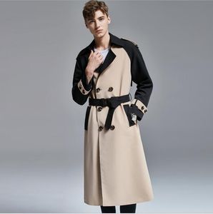 Double Color windbreaker men's long-sleeved autumn new handsome double-breasted jacket young Man large size Trench Coat