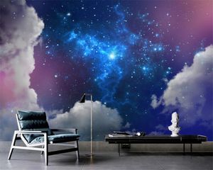 生きている3D壁紙3D壁画壁紙ヨーロッパレトロ抽象的な青い星空雲の風景リビングルーム寝室の壁の壁紙壁紙