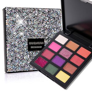 sombra HANDAIYAN 12 Cor Matte Brilhante Eye Makeup Palette Glitter Sombra Paleta impermeáveis ​​Olhos Cosmetics