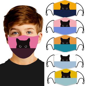 Cat Series 3D Impresso Masks Masks Dustproof pode ser limpo Respirador respirável para crianças e adultos contém chip de filtro