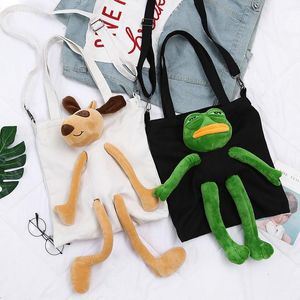 Luxury Handbags Purses Japan And South Korea Designer New Style Sad Frog Canvas Bag Female One-shoulder Korean Style Ins Cross-body