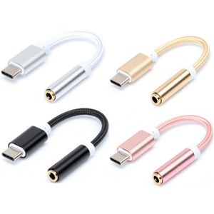 fabric Braided audio cables 12CM Male Type-C to 3.5mm Jack Female AUX Cable For Nexus 5X 6P OnePlus 2 Lumia 950 950XL1