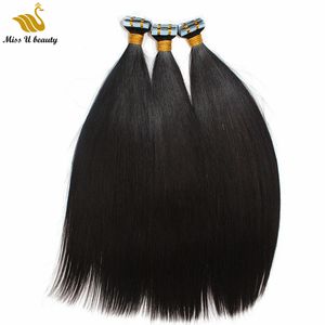 Fita reta de cor preta natural, mechas de cabelo humano, extensões de cabelo remy, trama de pele, 8-30 polegadas, 2.5 g/peça, 40 peças