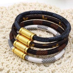 Bangle High Quality Leather Gold/Rose Gold Magnet Bracelets For Women Men Stainless Steel Bracelets Bangles Party Daily Wear Wholesale