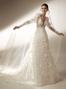 Hot Sale Vintage Gorgeous Bröllopsklänningar Sexiga Backless Långärmade Sm Spets Appliqued Pärlor Kapell Bridal Gown Custom Made Vestidos de Novia