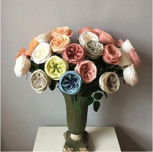 Imitação única cabeça austin rosa flores decorativas nórdic cor frio cor selvagem simulação flor outono rosas