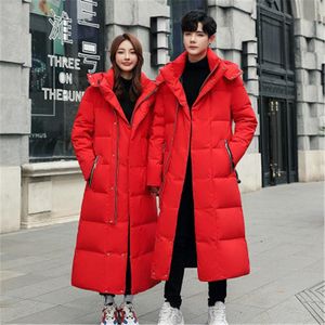 Man Down Jacket Fashion Korean Version Thick Rex Rabbit Fur Outerwear Designer Female Long Sleeve Casual Zipper Button Couple Hooded Coats