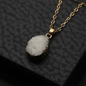 Jewelry Necklace Pendant Irregular Round Water Drop Natural Stone Electroplated Gold Bezel