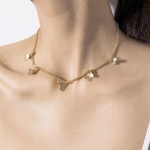 Söt fjäril choker halsband för kvinnor guld clavicle chain uttalande krage kvinnliga chocker mode smycken