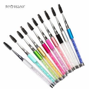 Reusável Rhinestones Escova Eyelash Cosméticos Máscara Wands Eyelashes Extensão Aplicador Spoilers Feminino Beauty Maquiagem Ferramenta