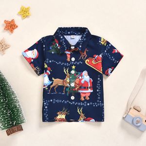 Рождественские детские носки Новый год Санта-Клаус Лось снежинка Рождественская елка темно-синяя напечатанная детская рубашка европейская и американская мода