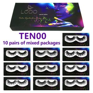 10PAIR/SET Mieszane rzęsy 3D Faux Noelashes Natrual Long Eye rzęsy 100% okrucieństwa Fałszywe użycie rzęs