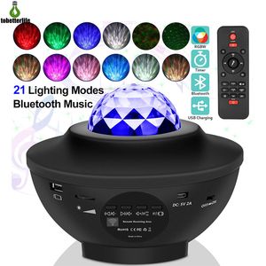 USB LED Yıldız Gece Işık Müzik Yıldızlı Su Dalga LED Projektör Işık Bluetooth Hoparlör Projektör Ses Aktif Projektör Işık Dekor