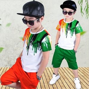 Conjuntos de roupas de meninos roupas de verão para crianças camisetas de manga curta + calças terno roupas infantis 3 4 5 6 7 8 9 10 anos roupas de meninos