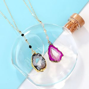 Wholesale south red agate for sale - Group buy Glamour and fashion women s metal necklace agate crystal pendant natural stone necklace