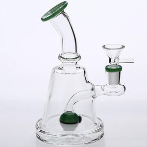 17 cm Bohrinseln, Wasserpfeifen, Gelenkgröße 14,4 mm, Bongs, Wasserpfeifen, grüne Raucher-Wasserpfeifen