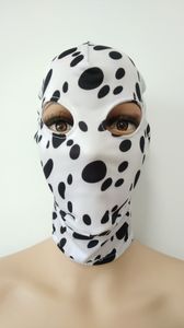 Black and white spots color Costume Accessories Lycra spandex Zentai Costumes Party Halloween Cosplay Mask Hood open eyes