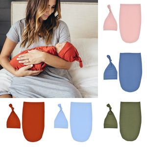 Baby sovsäckar hattar ins småbarn swaddles kepsar nyfödd fast färg sömn säckar spädbarn flickor pojkar bomull swaddling filt m2501