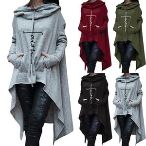 Plus Size Irregular Hoodies Sweatshirt Mulheres Moda Sólida Moletom Com Capuz Para Mulheres Mantil Solta Capuz Pulôver Outwear Casaco CX200814