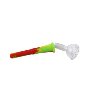 4 inches Silicone Downstem Unbreakable Smoking Accessory 14mm Female 18mm Male Air Cut Smoke Dropdown For Oil Rigs