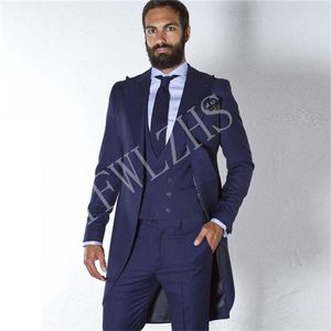 Bonito One Button Groomsmen pico lapela do noivo smoking Homens ternos de casamento / Prom / Jantar melhor homem Blazer (jaqueta + calça + gravata + Vest) W500
