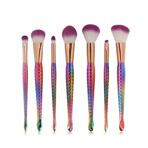 Rainbow Mermaid Tail Makeup Brushes Proszek Krem Blush Fish Tail Brush Pro Proszek Fundacja Makijaż Szczotki Profesjonalne narzędzie kosmetyczne