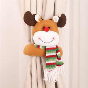 Cortina de Natal Tieback Tieback Santa Snowman Doll Curtain Tiebacks Holdback Fixador Clampo Janela Decora￧￵es de Natal Decora￧￣o de casa Decora￧￣o