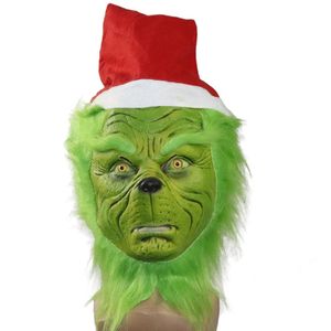 Party Mask Hur Grinch Stole Jul Latex Masker Grön Tiger Face For Halloween Julfester är konstiga Cosplay Party Props till salu