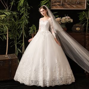 Neue Herbst Luxus Spitze Stickerei Langarm Brautkleider Schatz Elegante Plus größe Vestido De Noiva Braut Kleid boden D50