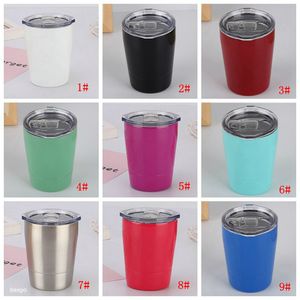 Hot 9oz Stainless Steel Wine Glasses Vacuum Insulated Double Wall Wine Glass With Lid Kid Mug Cup Tumbler Coffee Mugs Customizable BH4121 TYJ