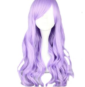 Parrucca cosplay MCOSER viola chiaro ricci ondulati lunghi Anime Show capelli da festa 100% fibra ad alta temperatura