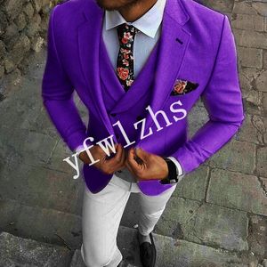 Yeni Stil Bir Düğme Yakışıklı Notch Yaka Damat smokin Erkekler Suits Düğün / Gelinlik / Akşam Sağdıç Blazer (Ceket + Pantolon + Kravat + Yelek) W333