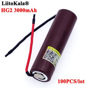 100pcs Liitokala HG2 18650 3000mAh Pil 18650HG2 3.6V deşarj 20A, özel bir pil + DIY silika jel Kablo