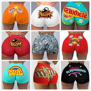 Wholesale hot yoga pants for sale - Group buy Women Yoga Pants Large Size Fat Sexy Slim Net Red Letters Printed Shorts Cartoon Pictures New Short Leggings Ladies Hot Trousers