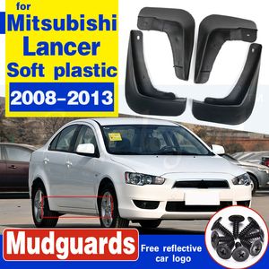 2008-2013 Mitsubishi Lancer Sedan Front and Rear Mud Flaps, Splash Guards, Mudguards, Fender Flares, ABS Plastic, Black