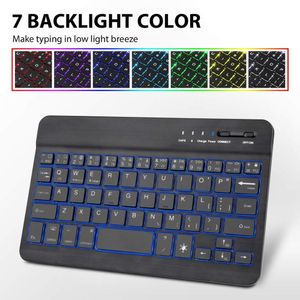 English Ultra-thin 7 Color LED Backlit Wireless Bluetooth Tablet Keyboard for Android Mac OS Windows Tablet Phone
