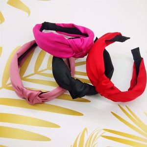 Free shipping high quality elegant solid knot women brand hairbands girl's headbands ins wide lady's headwear hair accessories