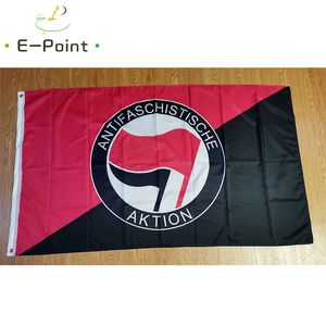 Bandiera Anti Fascista Azione Rosso Nero 3 * 5ft (90cm * 150cm) Poliestere bandiera Banner decorazione di volare a casa giardino bandiera regali festivi