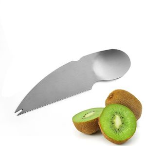 Coltello Kiwi in acciaio inossidabile Cucchiaio Forchetta 3 in 1 Affettatrice per avocado Scoop Taglierina per papaia Coltello per verdure Utensili per frutta Gadget da cucina lxj189