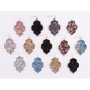 Designer-Ohrringe, Silber, Gold, Blume, Sechseck-Rahmen, Charms, Strass-Ohrring, modisch, baumelnd, Tropfen-Ohrring für Frauen