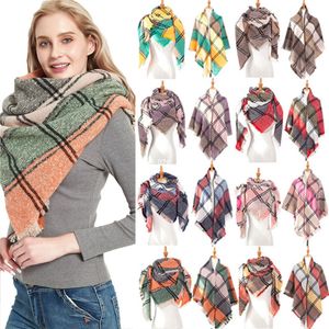 Scarfs For Women Fashion Triangle Scarf Colorful Lattice Plaid Tartan Style Winter Warm Scarves Shawl Wrap Neck Gaiter New Design