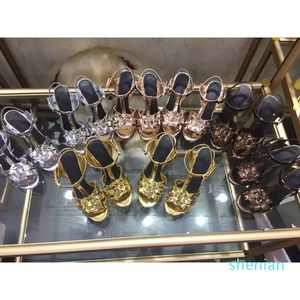 뜨거운 판매 2016 새로운 캔디 컬러 검투사 샌들 여성 정품 가죽 신발 플랫폼 하이힐 신발 여성 Sandalias Mujer 35-41 펌프
