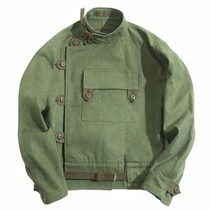 Урожай шведский мотоцикл куртка мужская женская рабочая одежда армии зеленый холст свободное пальто Slim Fit Punk размер