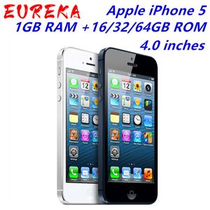 Unlocked Orijinal iPhone 5 16GB/32GB/64GB ROM Çift çekirdekli 3G 4.0 inç Ekran 8MP Kamera iCloud WIFI GPS IOS OS Cep Telefonları