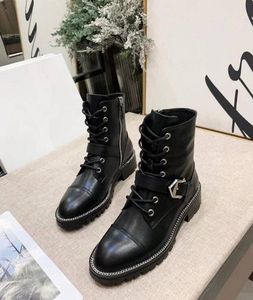 Brand New Punk Motorcycle Womens Army Knight Autumn Winter Martin Genuine Leather Square Heel Ankle Lace Up Booties Size 35-41